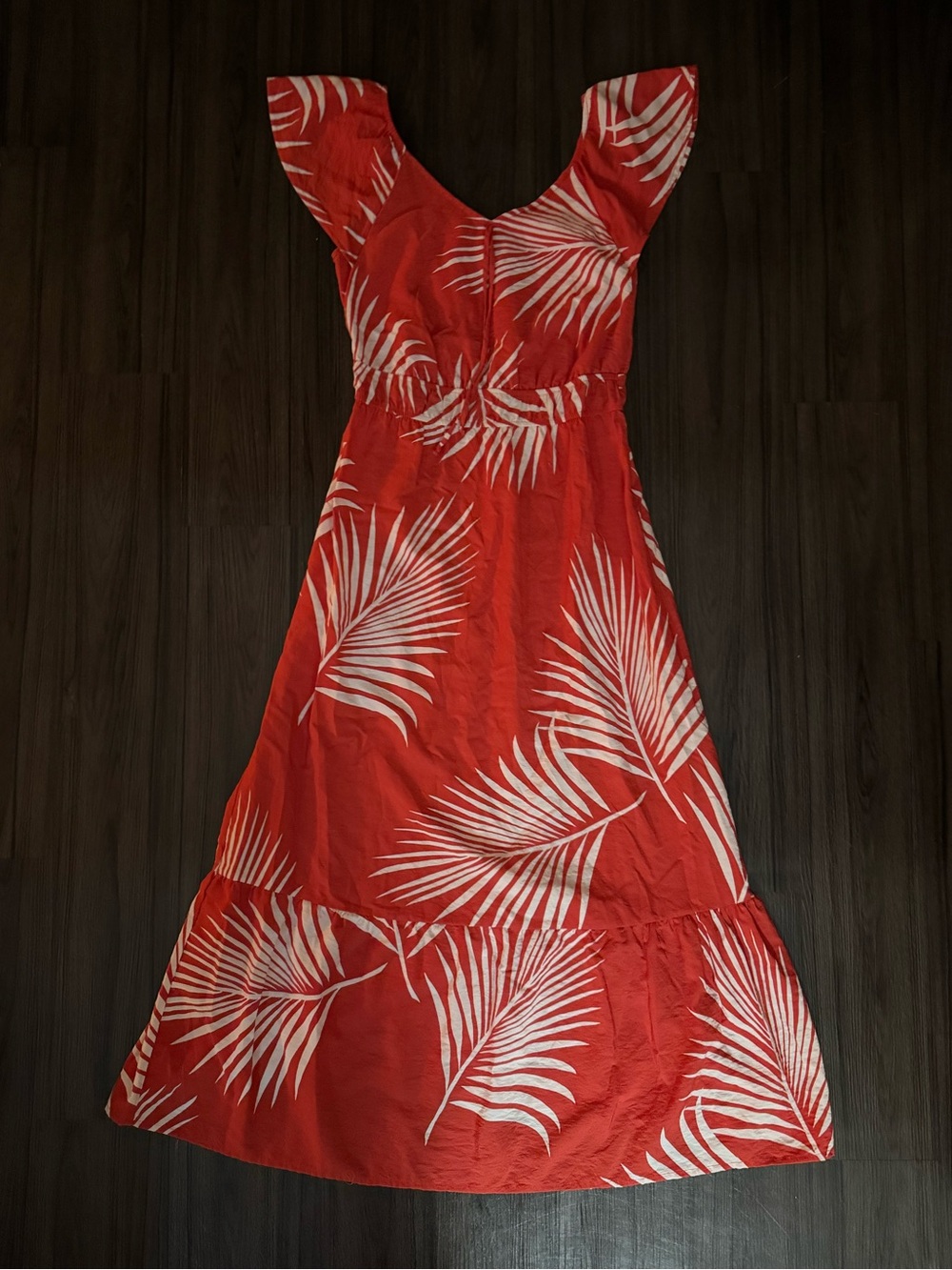 Naif Tropical Print Retro Tiki Flutter Sleeve Maxi Dress Sz L - Picture 3 of 15